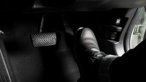 learning clutch control, closeup of cutch and brake pedals