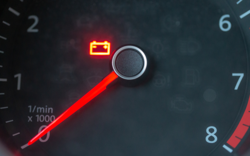 Battery warning light displayed on a car dashboard